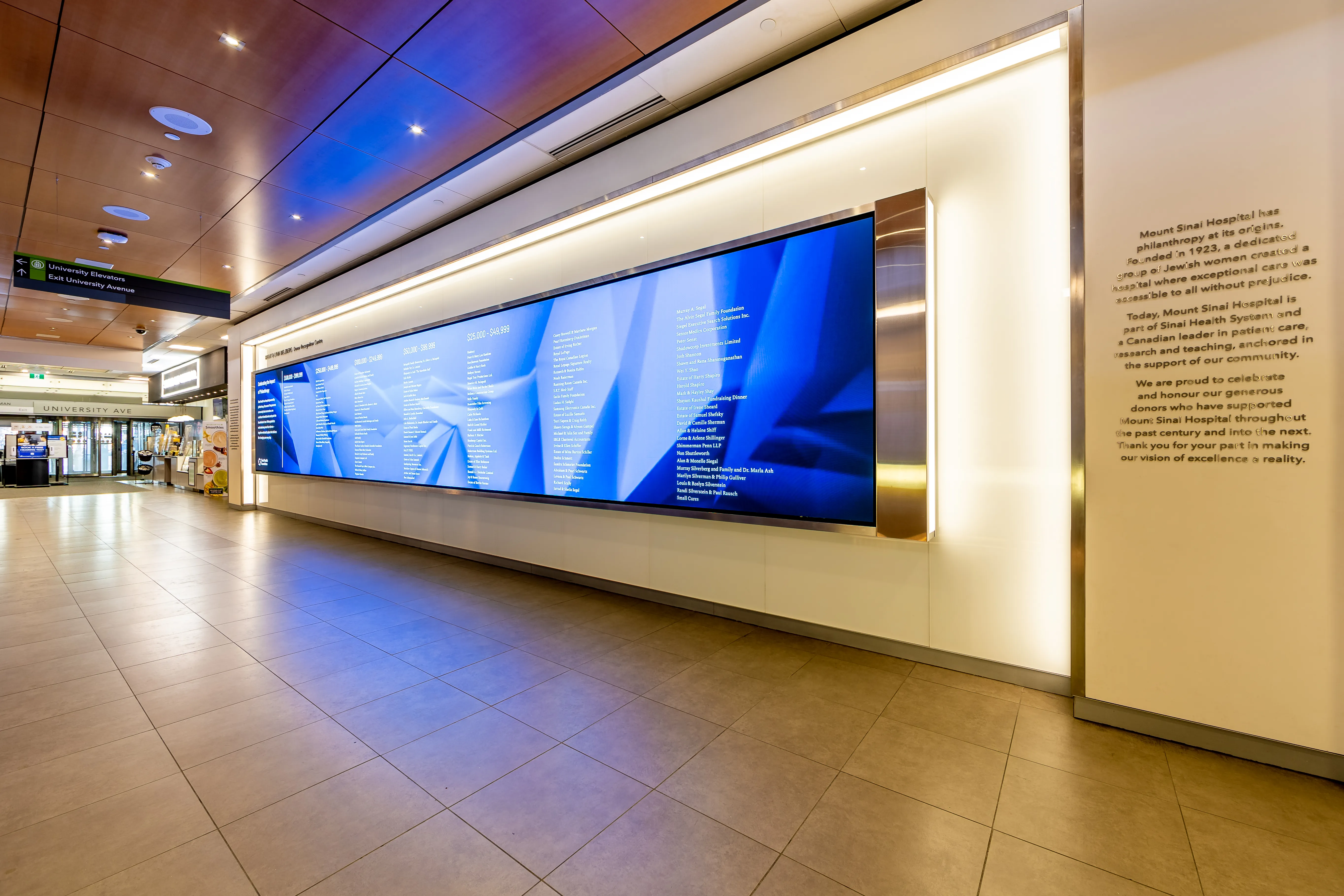 Belzberg Donor Recognition Centre integrated into the Mount Sinai lobby