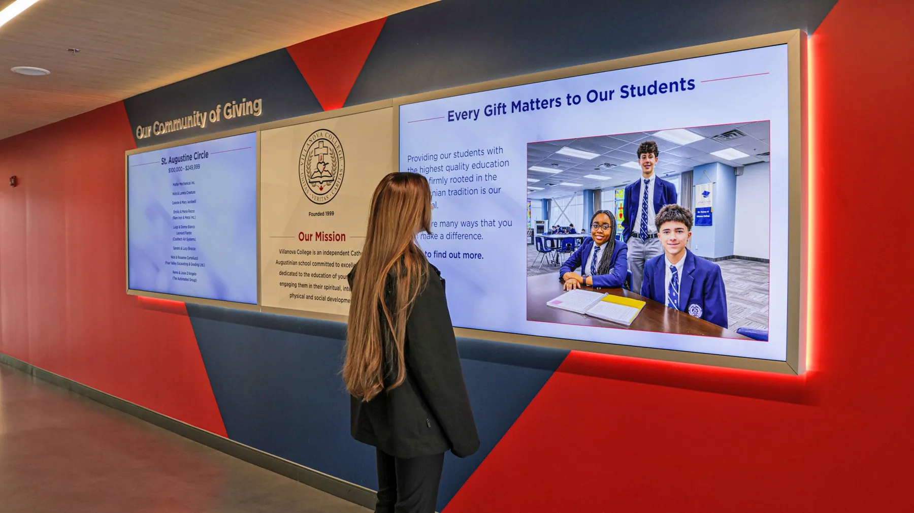 A student reading the Every Gift Matters to Our Students screen